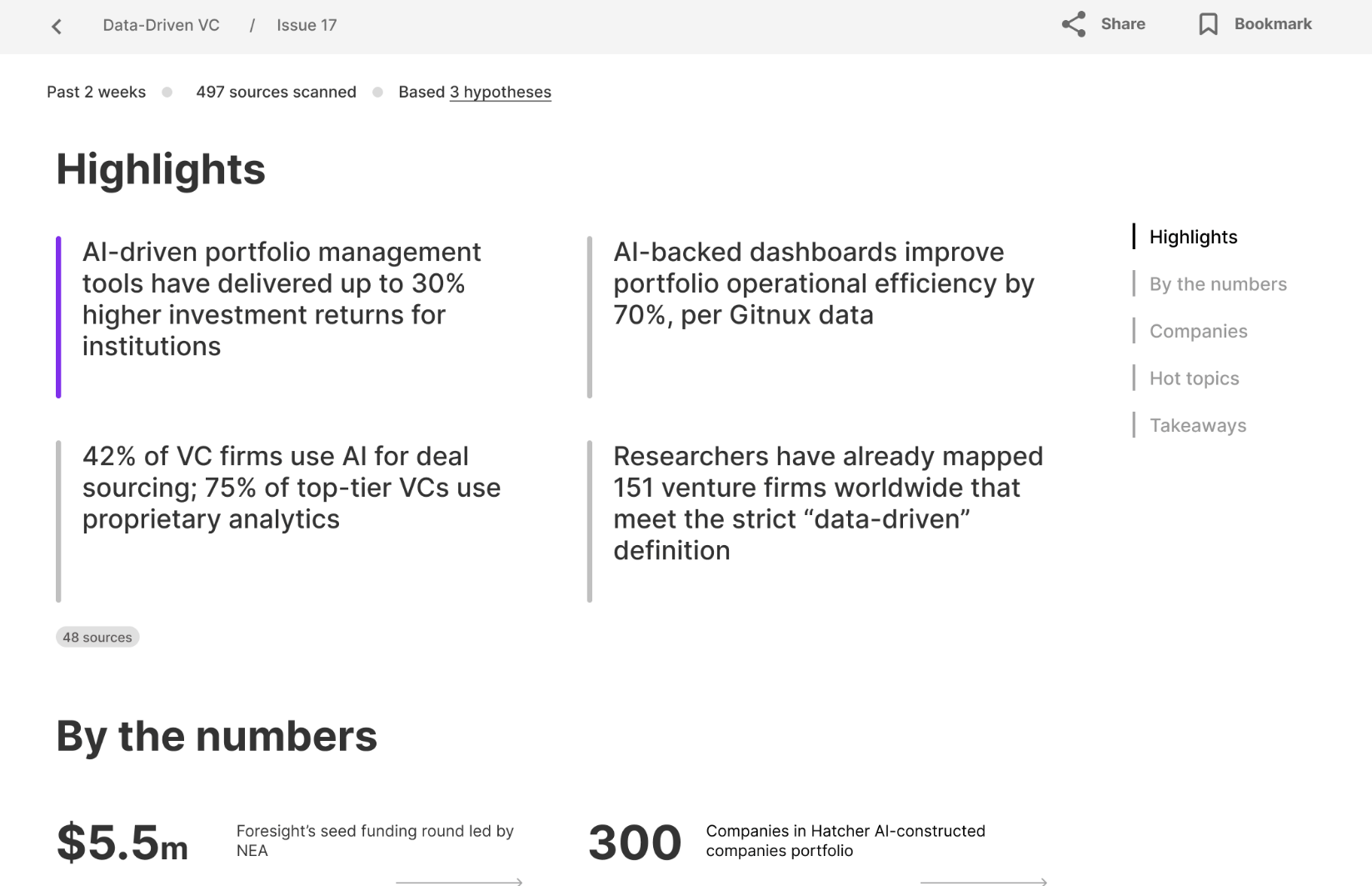 Aim Intelligence Platform showing Data-Driven VC insights